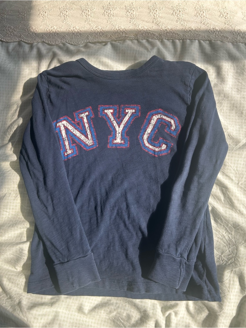 Crewcuts Navy Long Sleeve Tee with NYC Appliqué